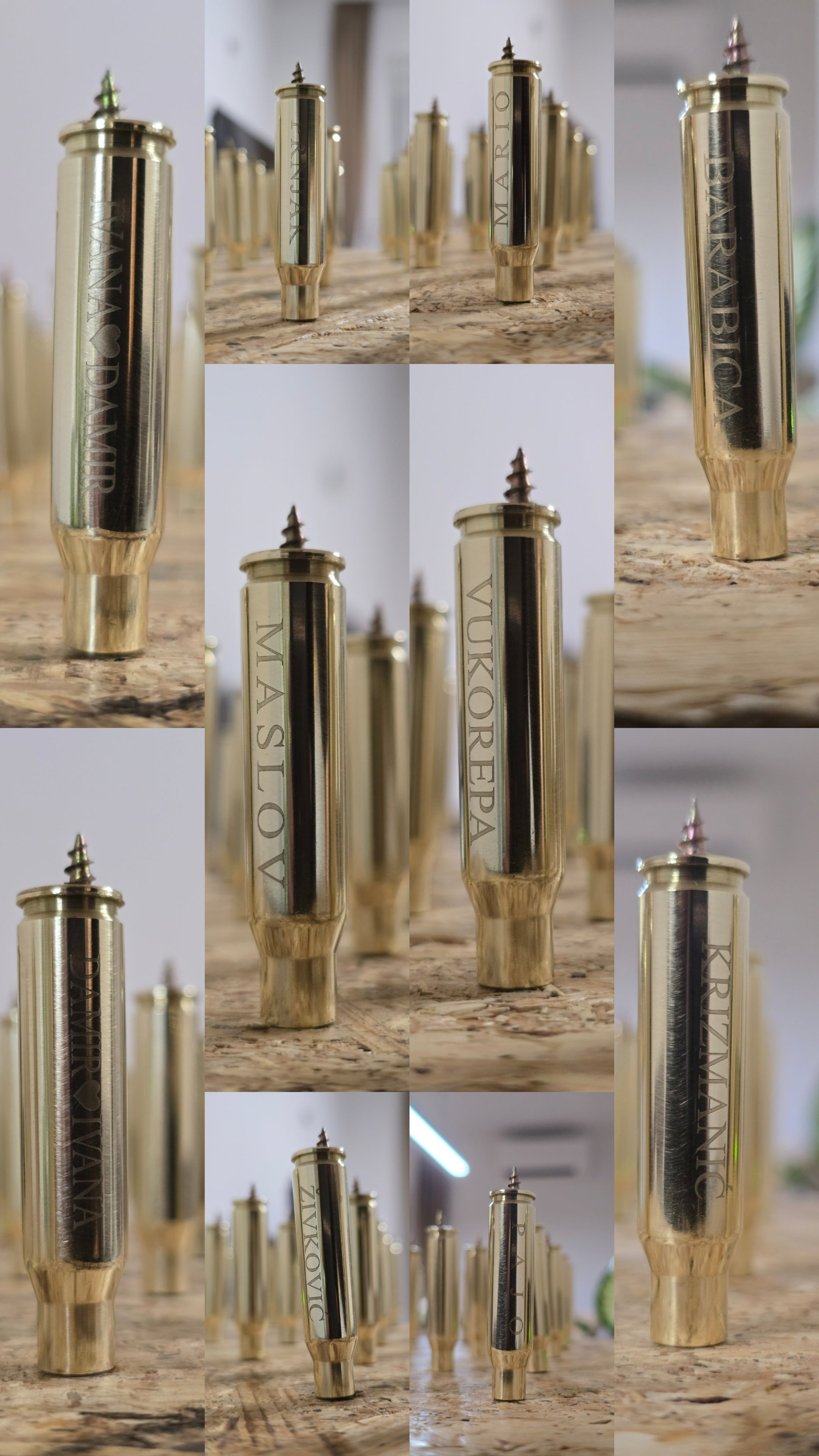 Detalj laserske gravure na kemijskoj olovci s imenom